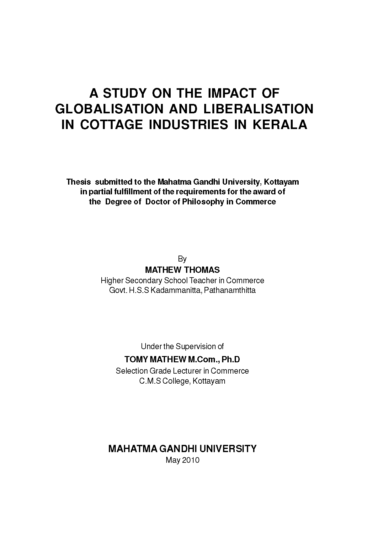 Phd thesis on small scale industries in india